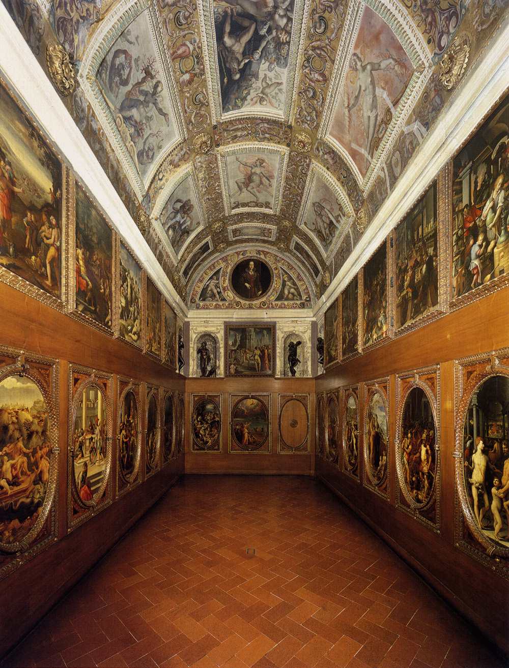 The Studiolo, Palazzo Vecchio, decorated by Vasari in oil on panel and slate